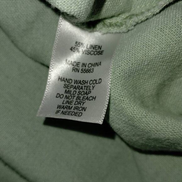 Cynthia Rowley Midi Sz L Tropical Sea Green High Low Linen Sleeveless Classicore - Picture 7 of 9
